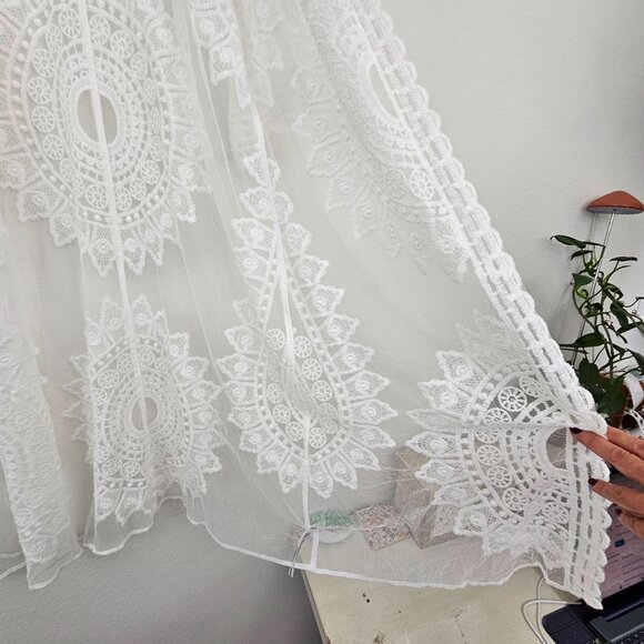 Rachel Zoe Lace Duster White Kimono Cover Up Embroidered Open Front OS Boho - Picture 8 of 15